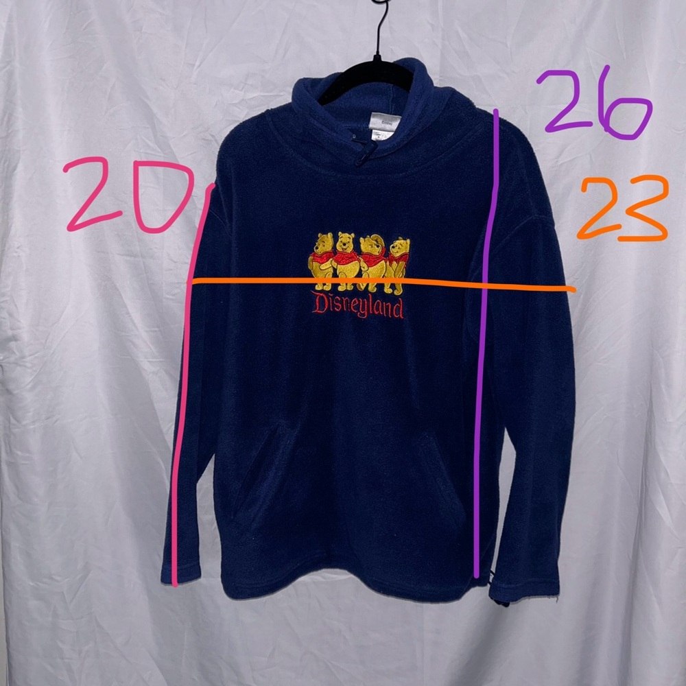 VTG Walt Disney World Blue Winnie the Pooh Fleece Sweater Disneyland - Picture 2 of 5